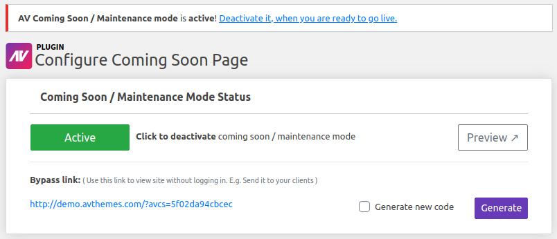 Activate / deactivate maintenance mode