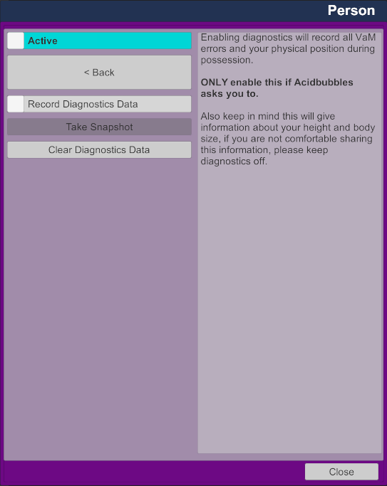 Diagnostics Screen