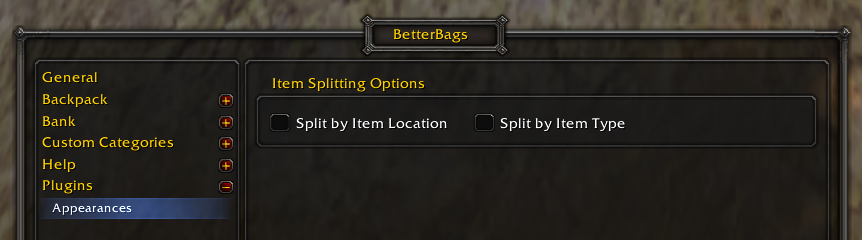 Plugin System (BetterBags - Appearances) in Retail