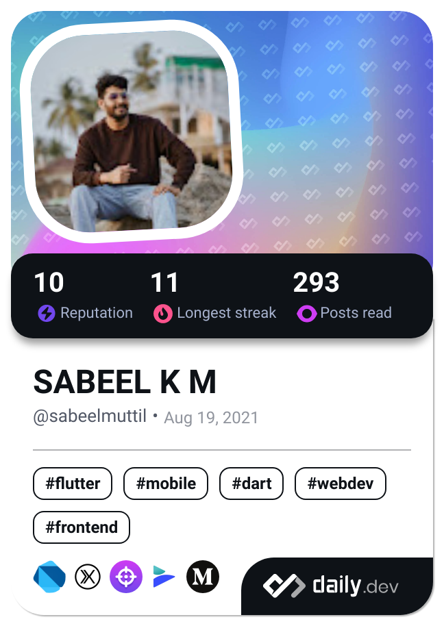 SABEEL K M's Dev Card