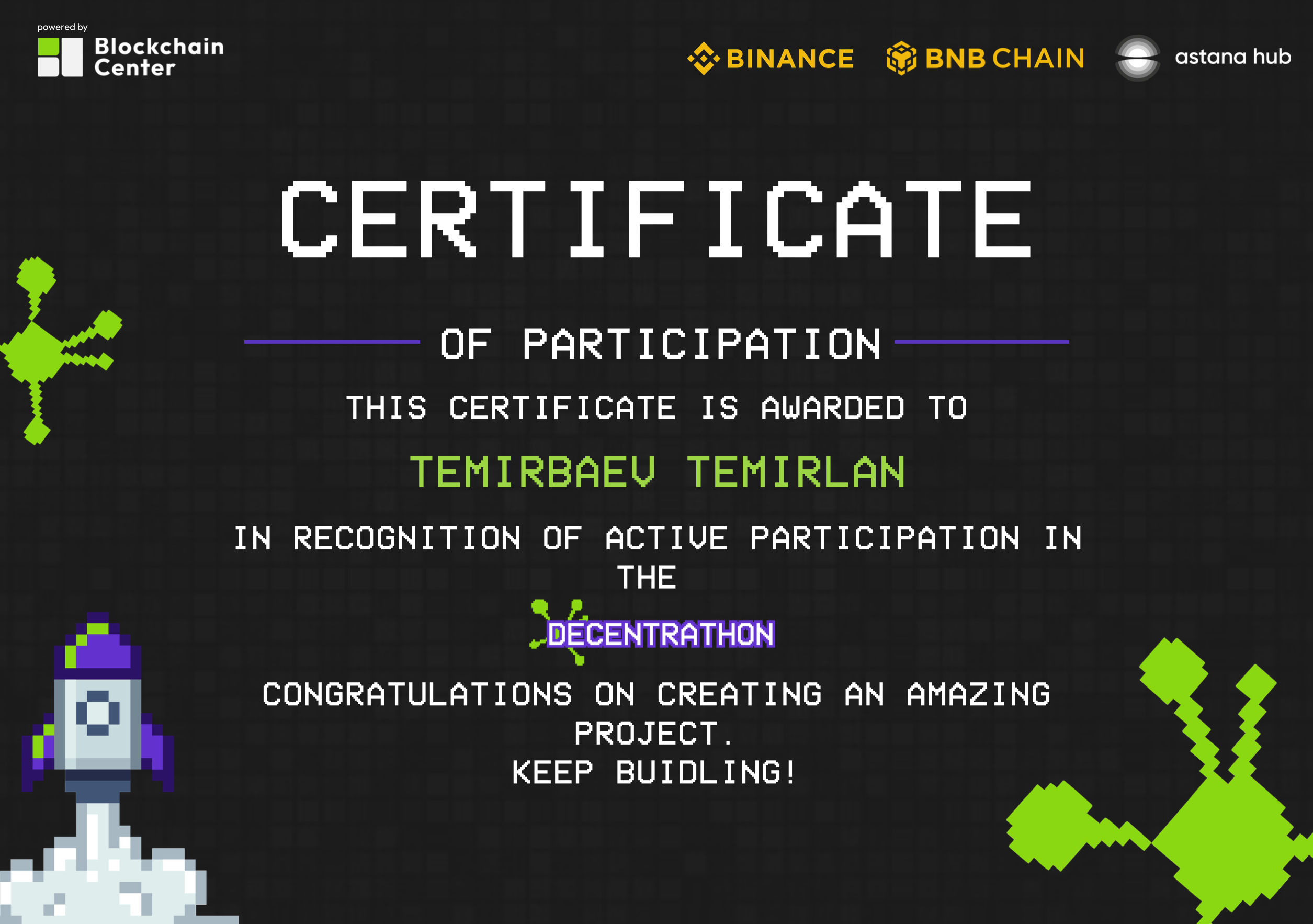 binance hackathon certificate