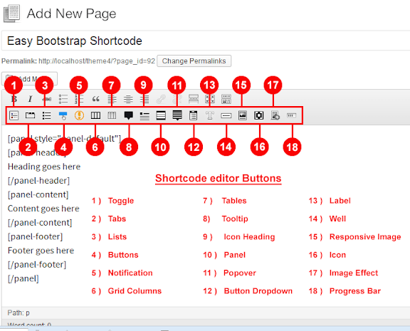 Wordpress Bootstrap Shortcode