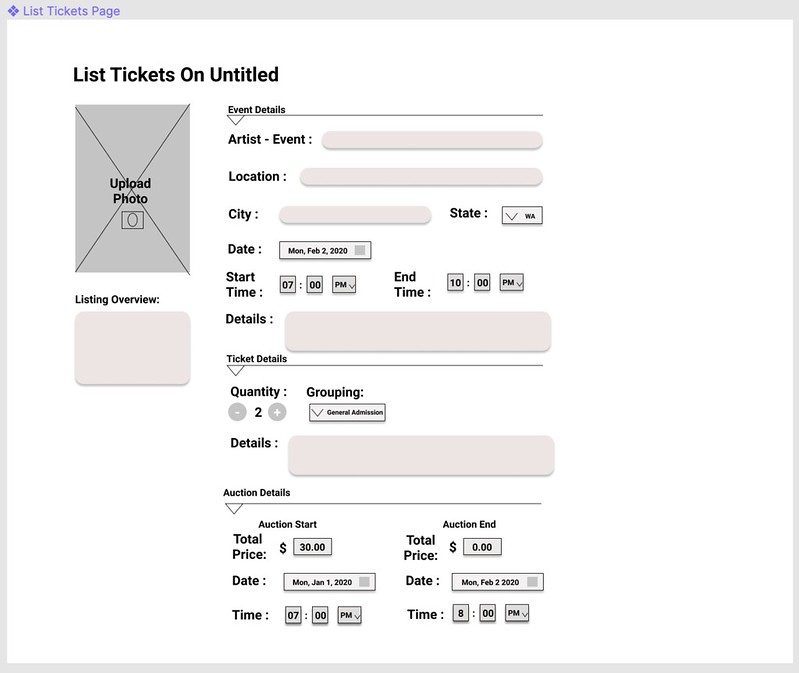 TicketClock wireframe new ticket