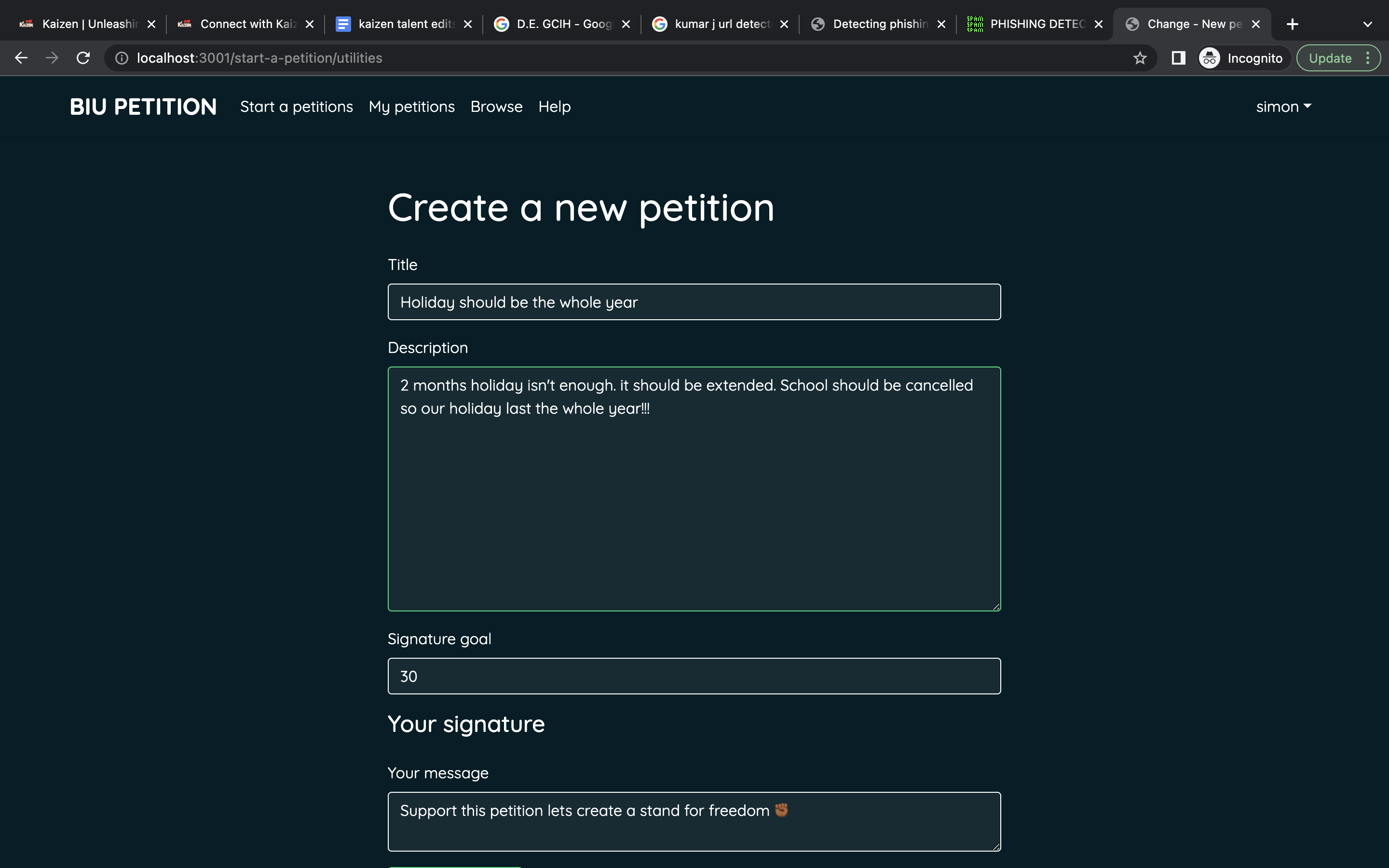 Create a Petition