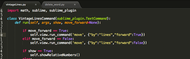 Relative lines in command mode