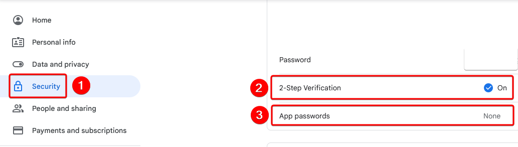 Enabling 2-Step Verification Screenshot