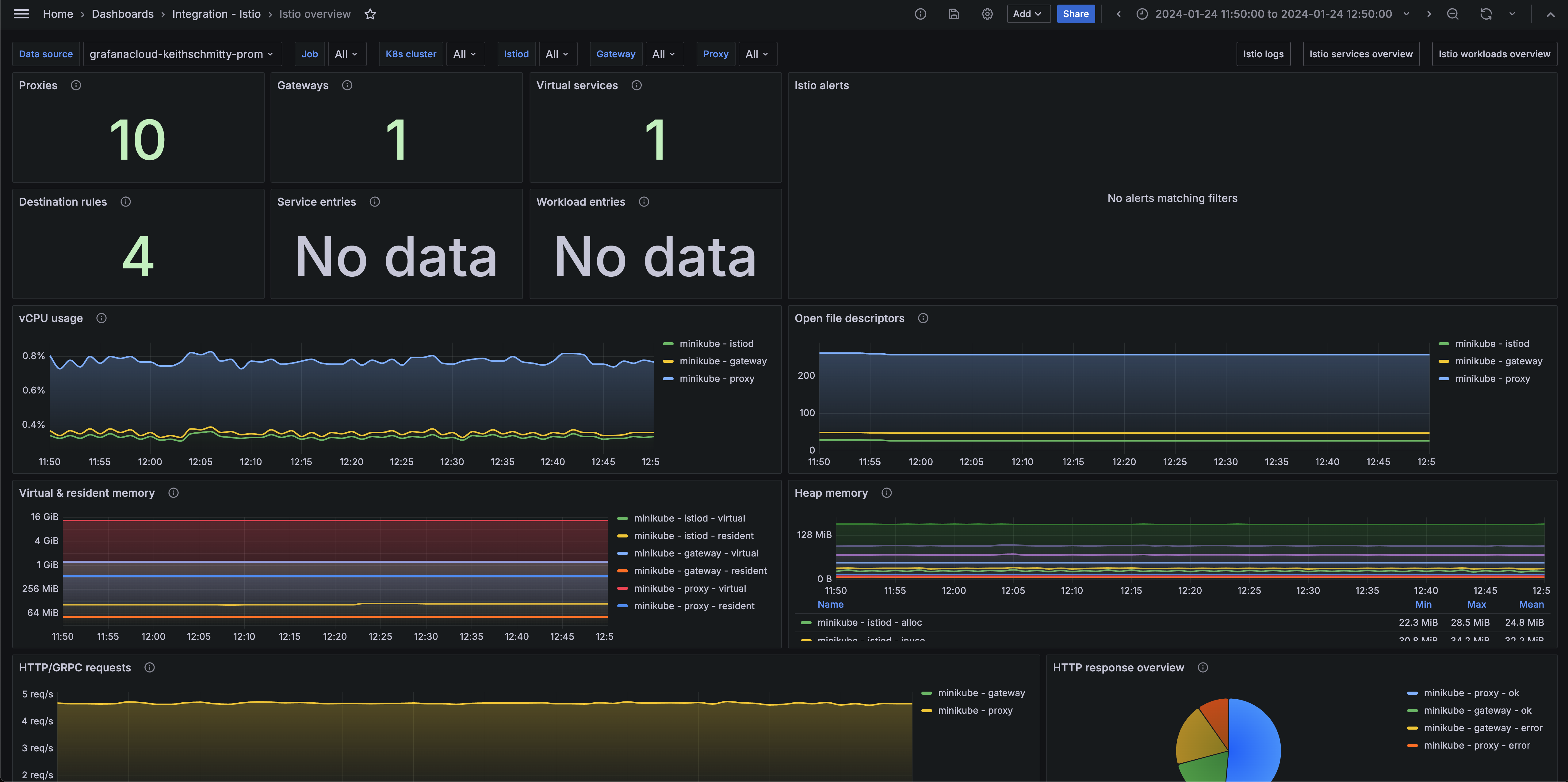 Istio overview dashboard (system)