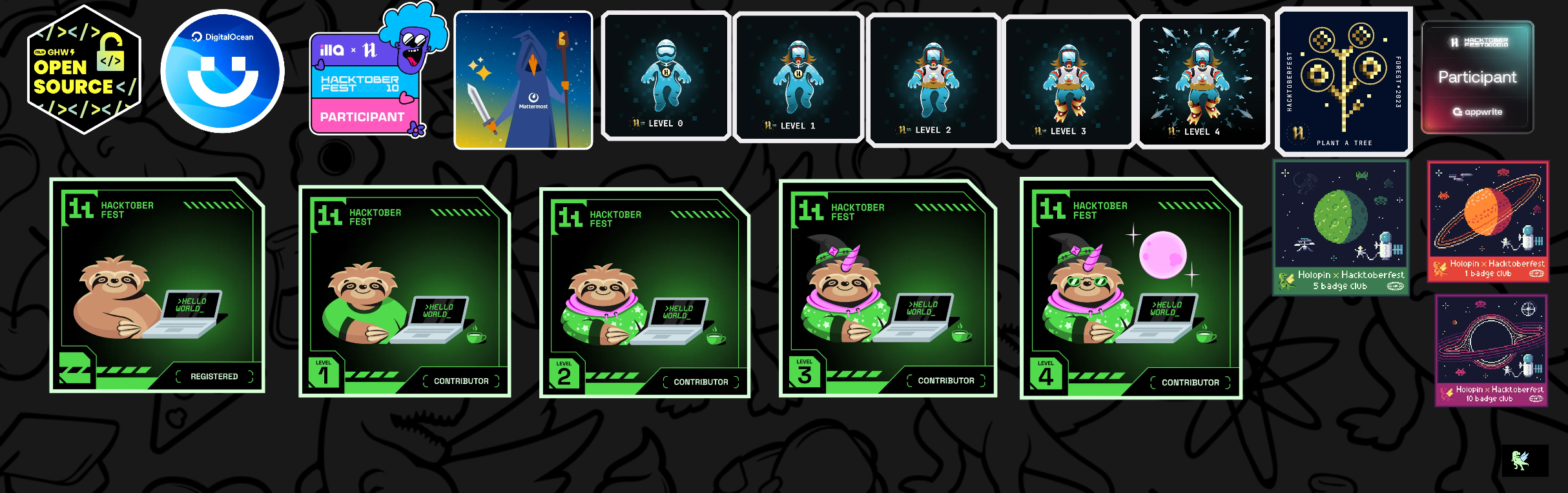 An image of @mikerniker's Holopin badges, which is a link to view their full Holopin profile