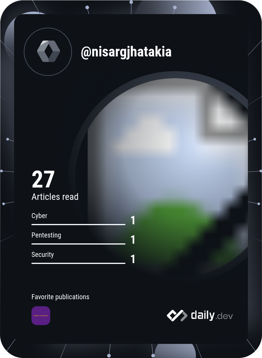 Nisarg Jhatakia's Dev Card