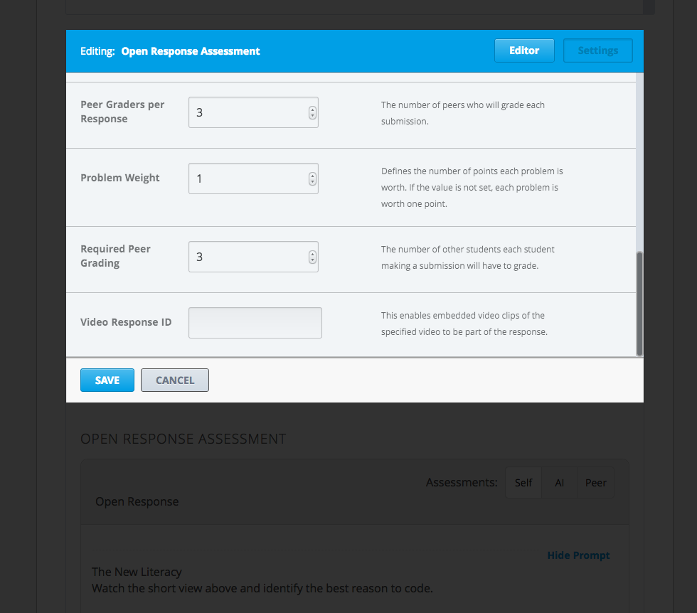 open response settings