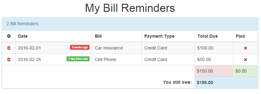 Google Calendar Bill Reminder