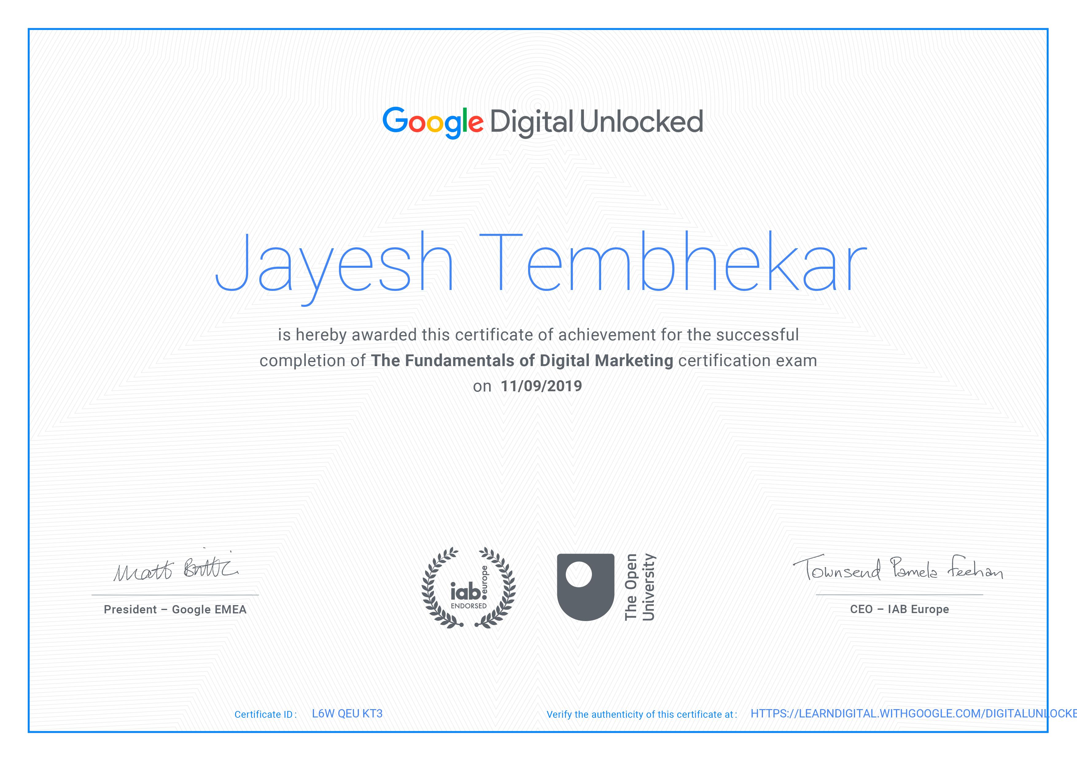 Google Fundamentals of Digital Marketing