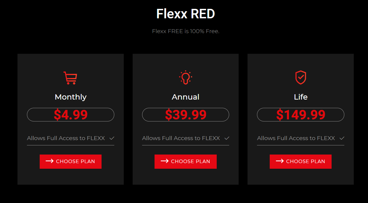 Flexx Red Pricing Tier