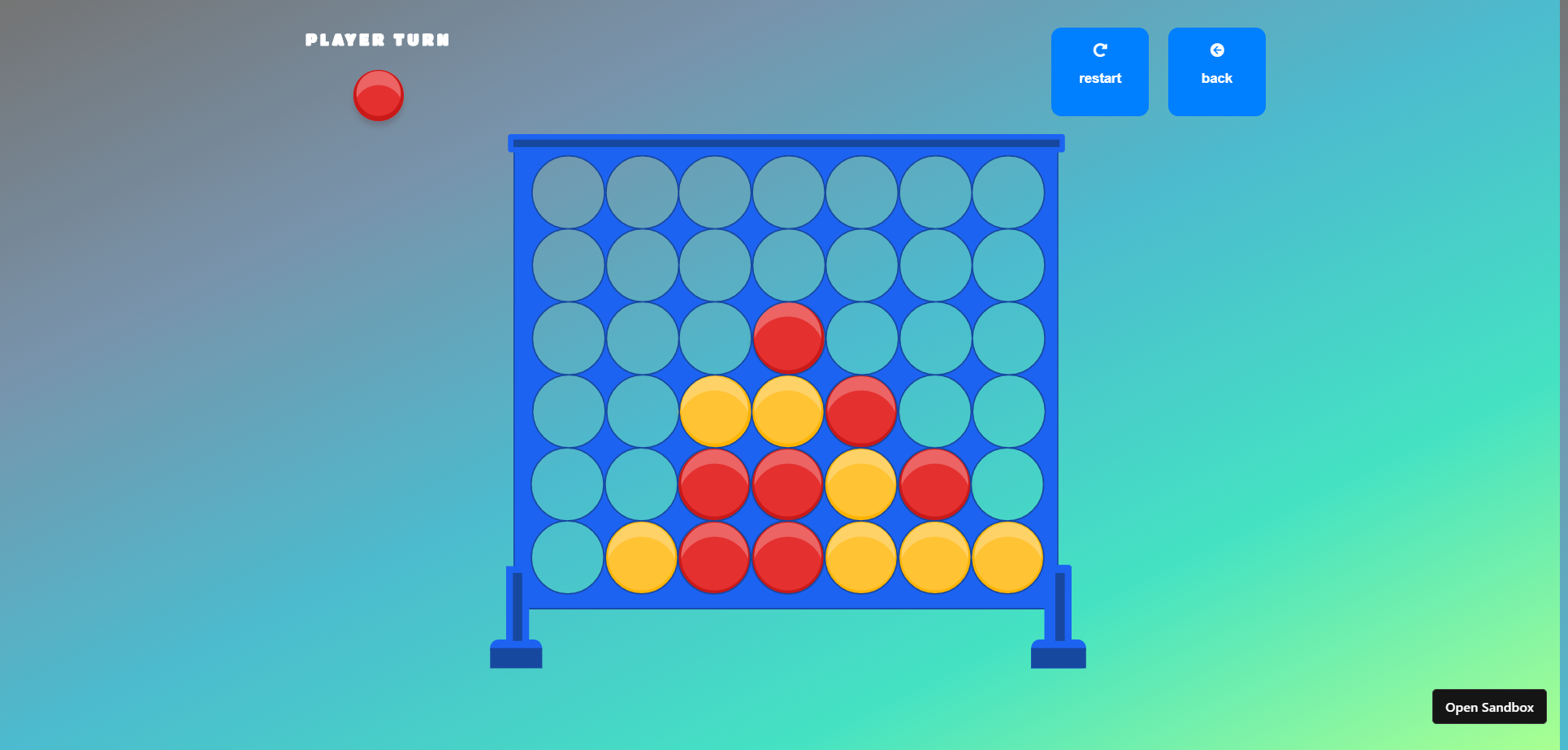 Connect Four Game App Print Screen