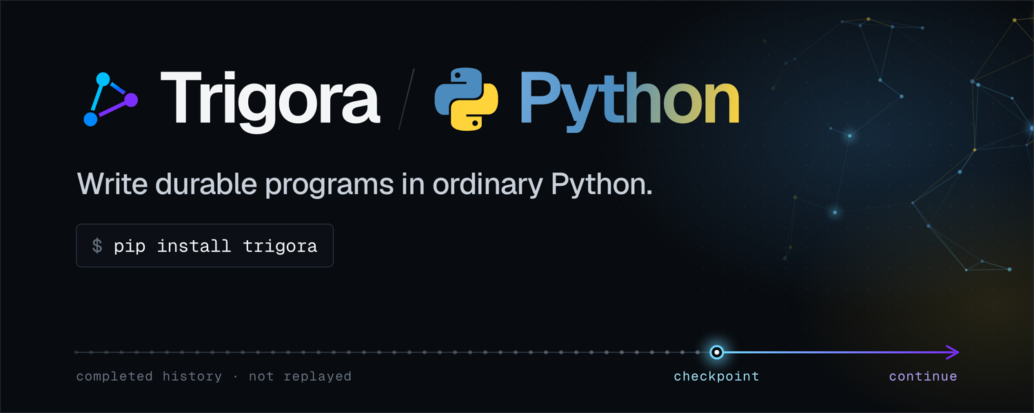 Trigora / Python — durable execution without history replay.