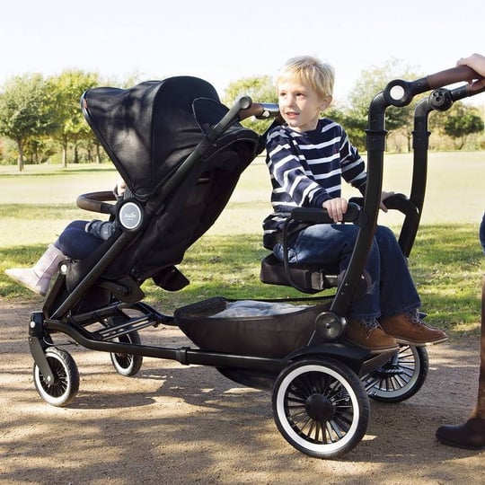 austlen-entourage-double-stroller-in-black-with-sit-stand-seat-1