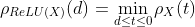 \rho_{ReLU(X)}(d) =  \min_{d \leq t \leq 0} \rho_X (t)