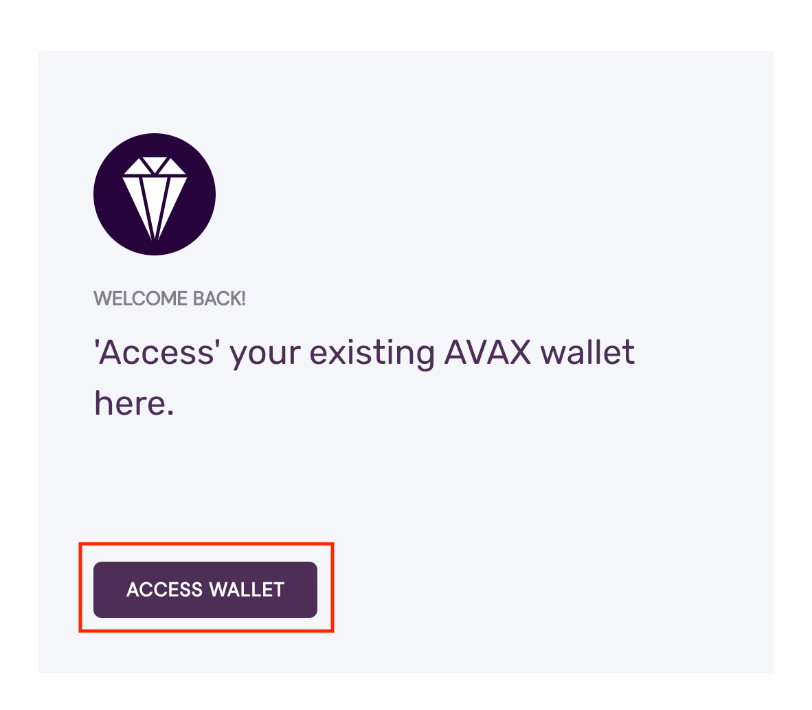 Access wallet button