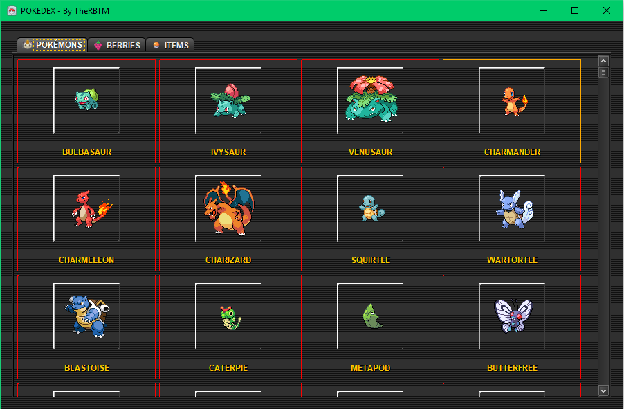 Pokémons panel