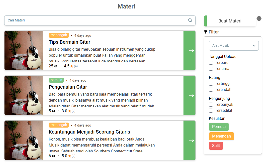 List Materi Page