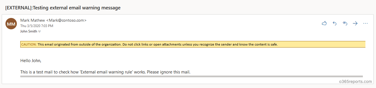 External Email Warning Message