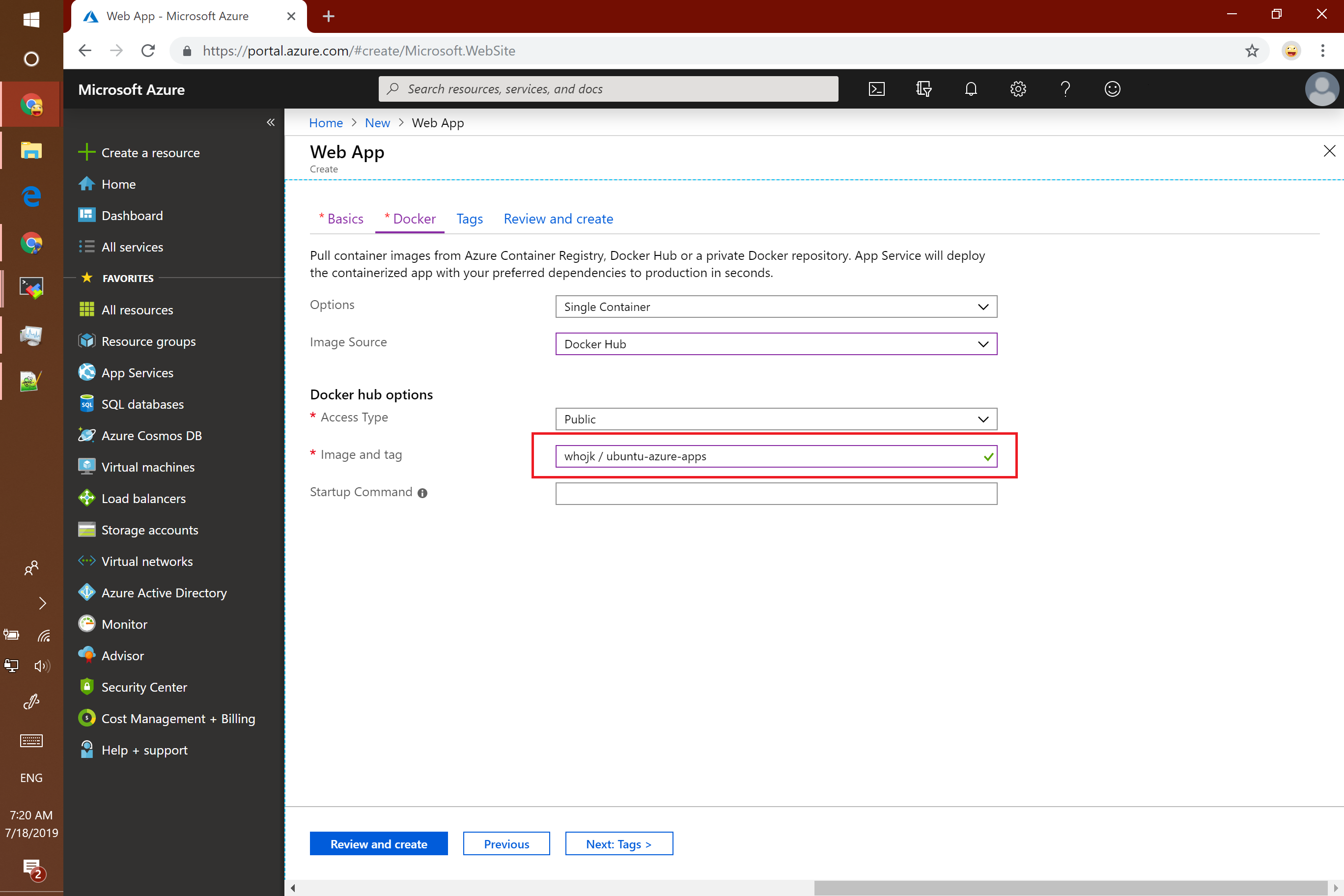 Azure deploy example