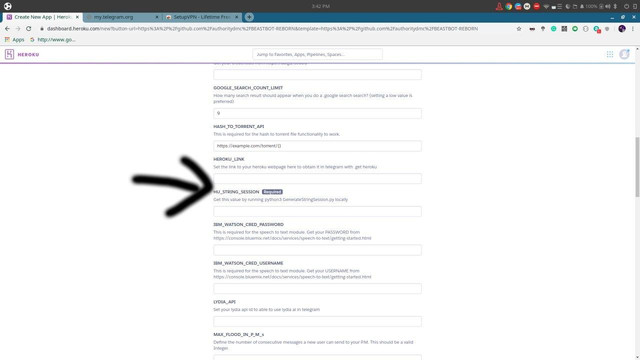 heroku setting page