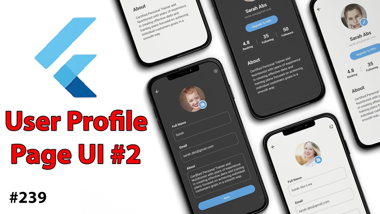 Flutter Tutorial - User Profile Page UI #2 YouTube video