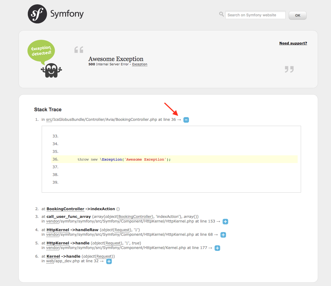 Symfony Exception