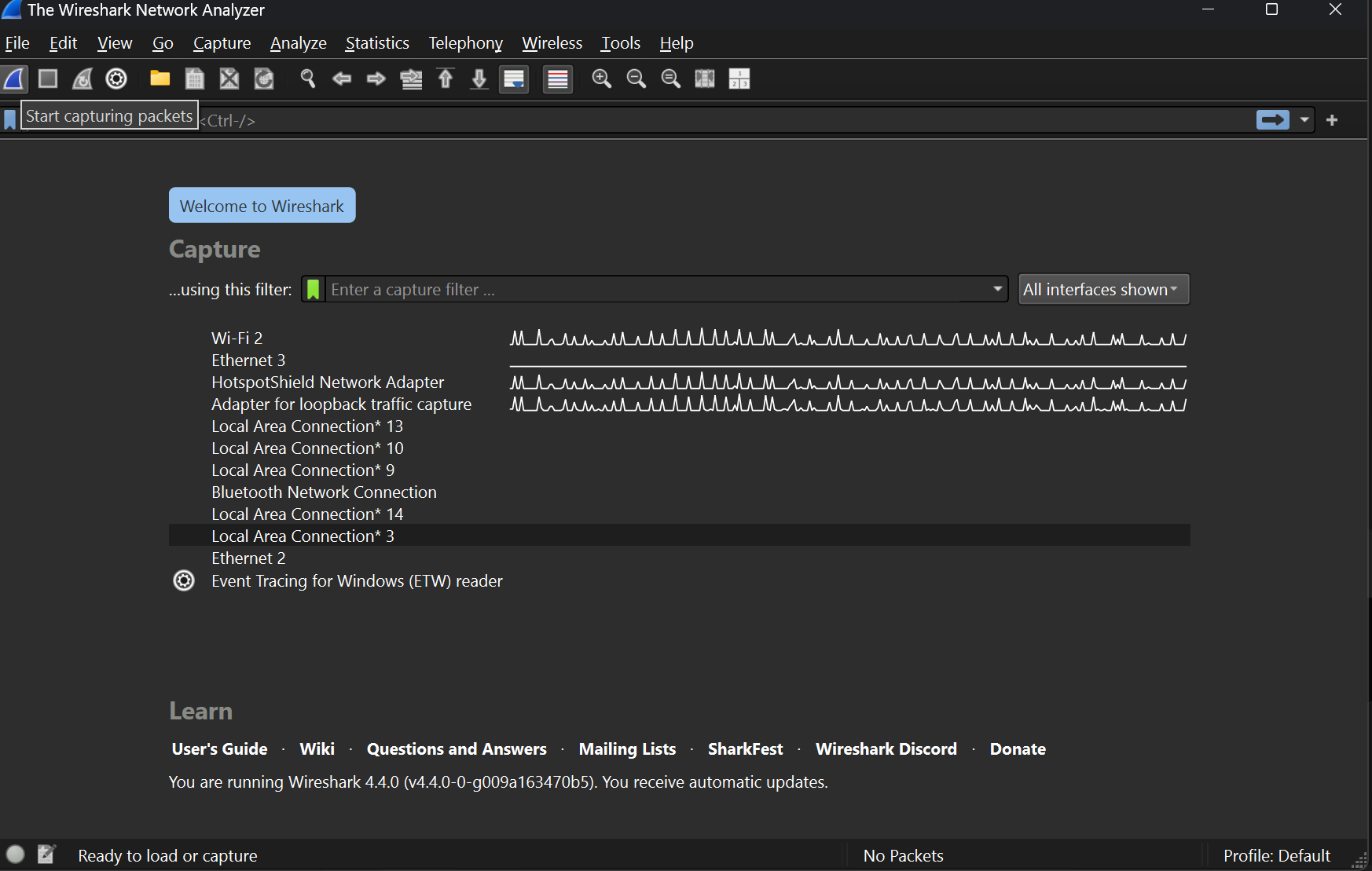 Showing the packet capture fin.