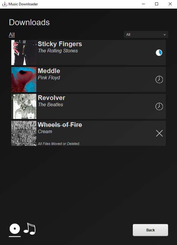 Downloads Client View: Albums