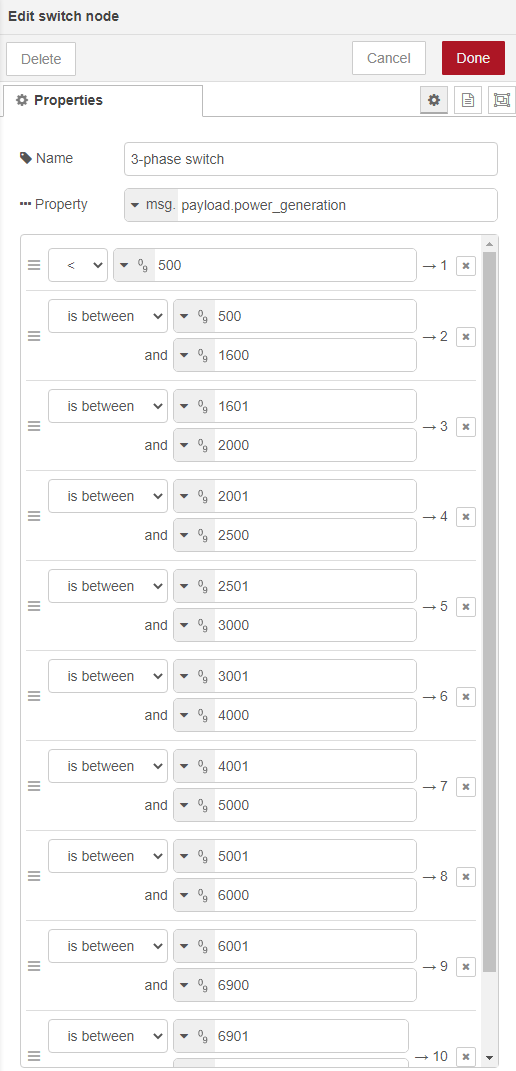 Switch Node Settings