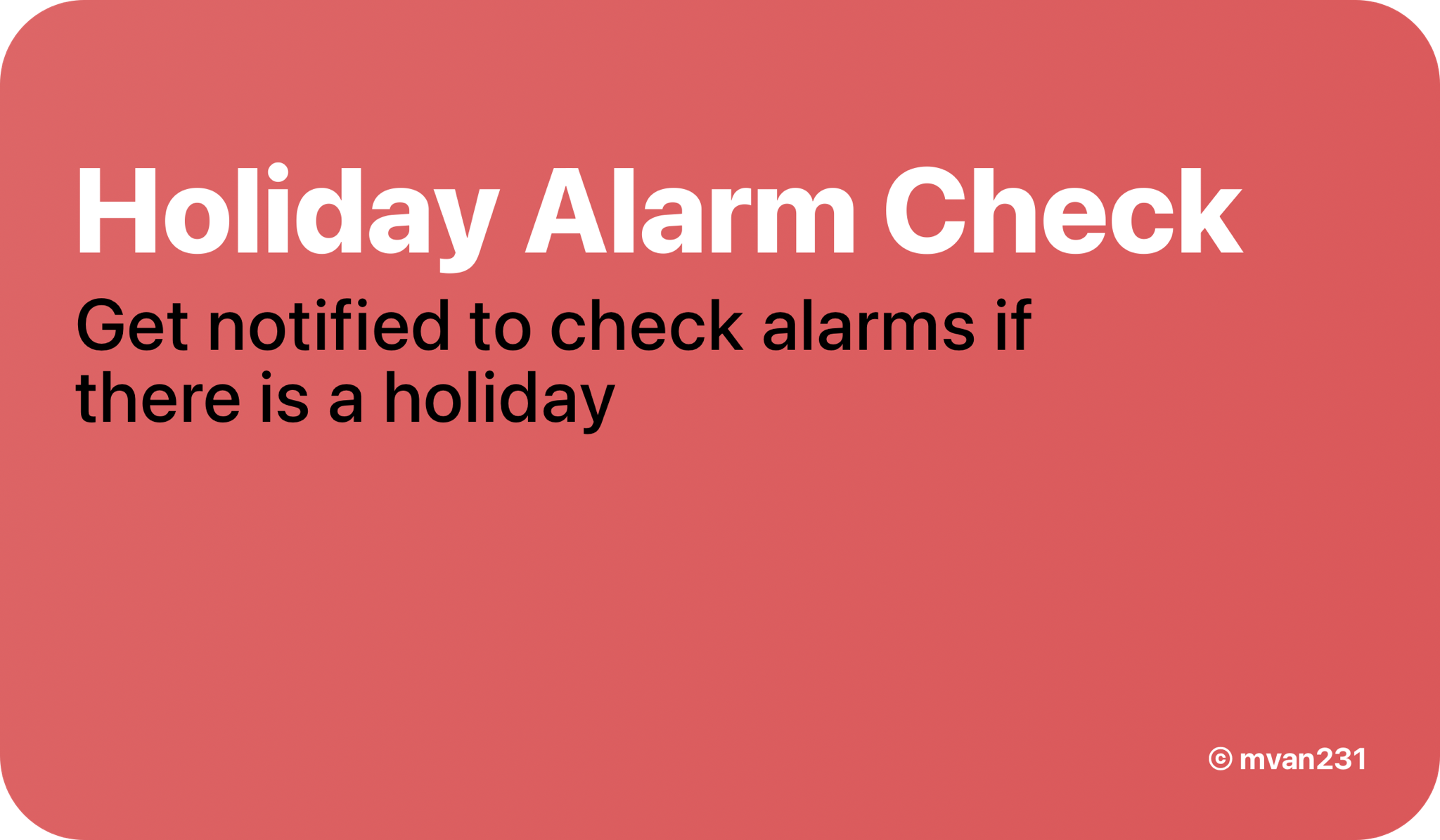 Holiday Alarm Check Banner