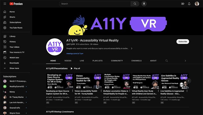 A11yVR YouTube