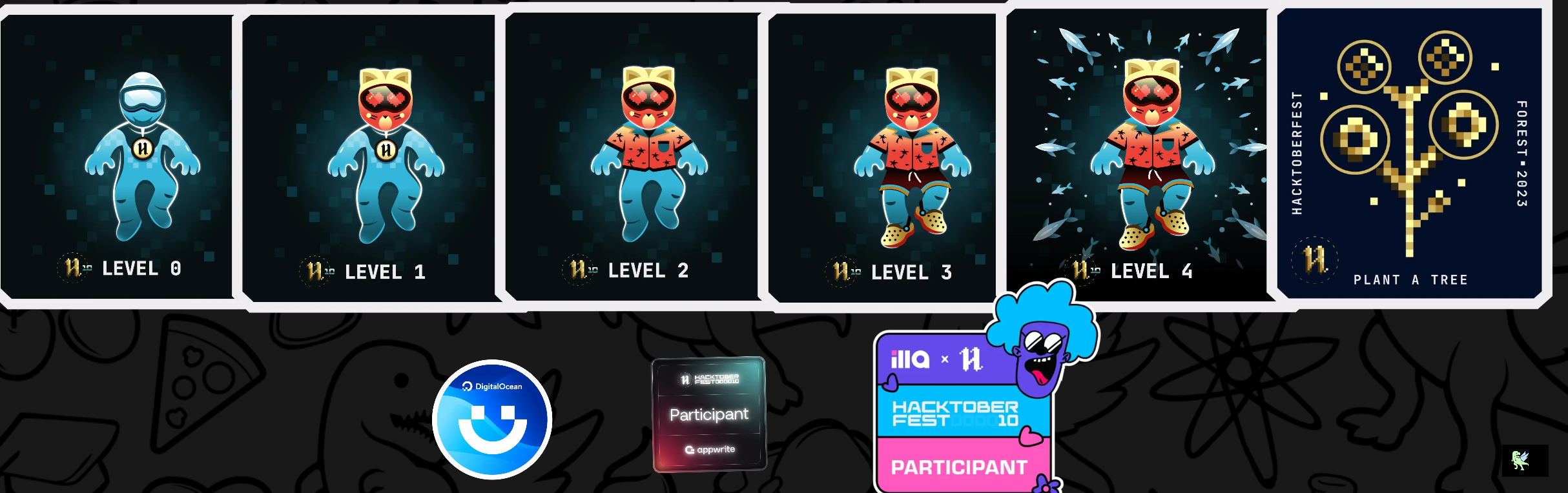 An image of @lahnoukiaicha's Holopin badges, which is a link to view their full Holopin profile