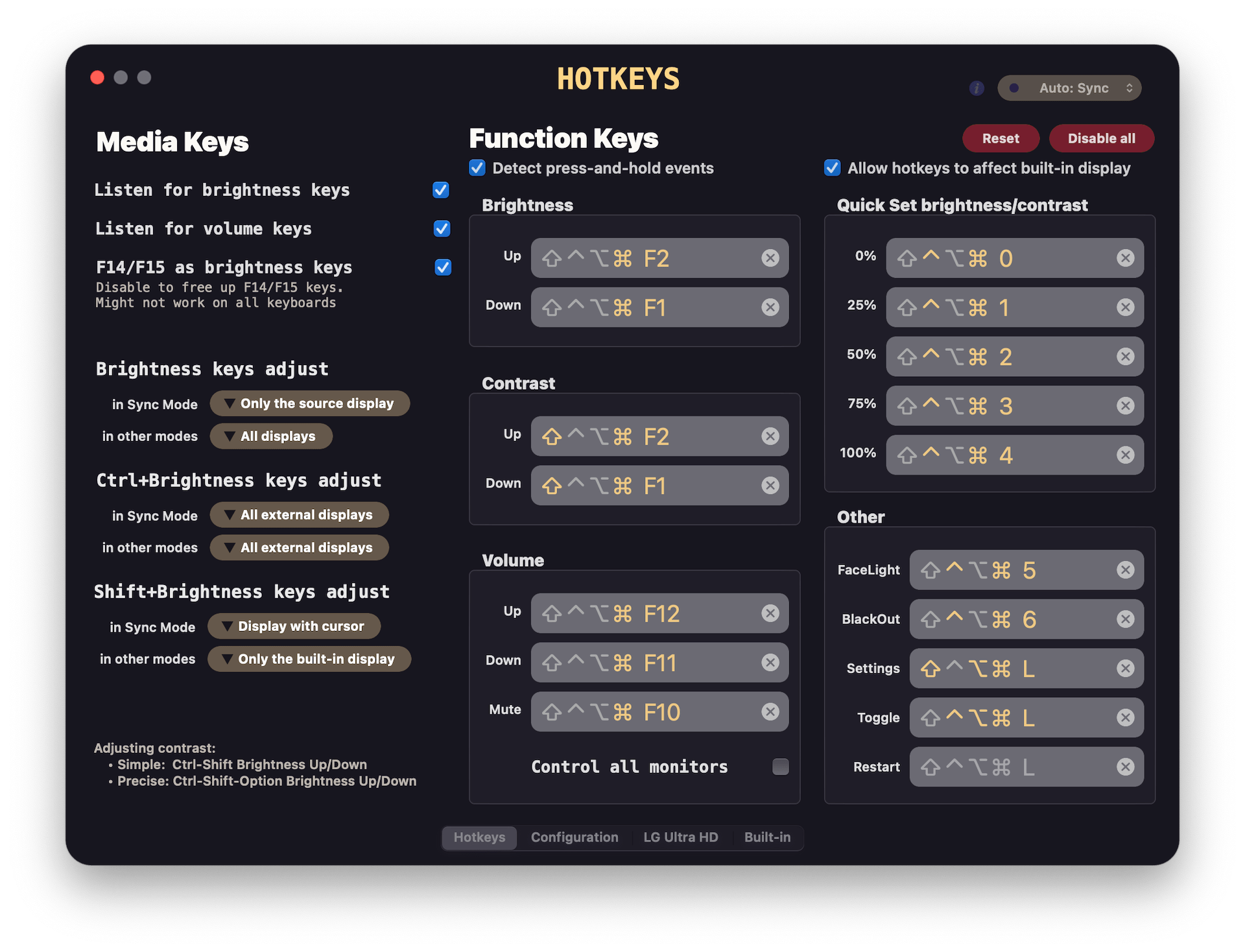 Hotkeys page