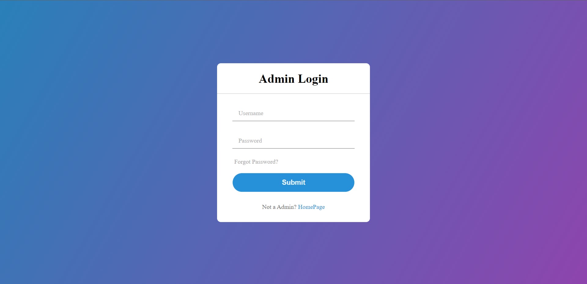 Admin Login Page