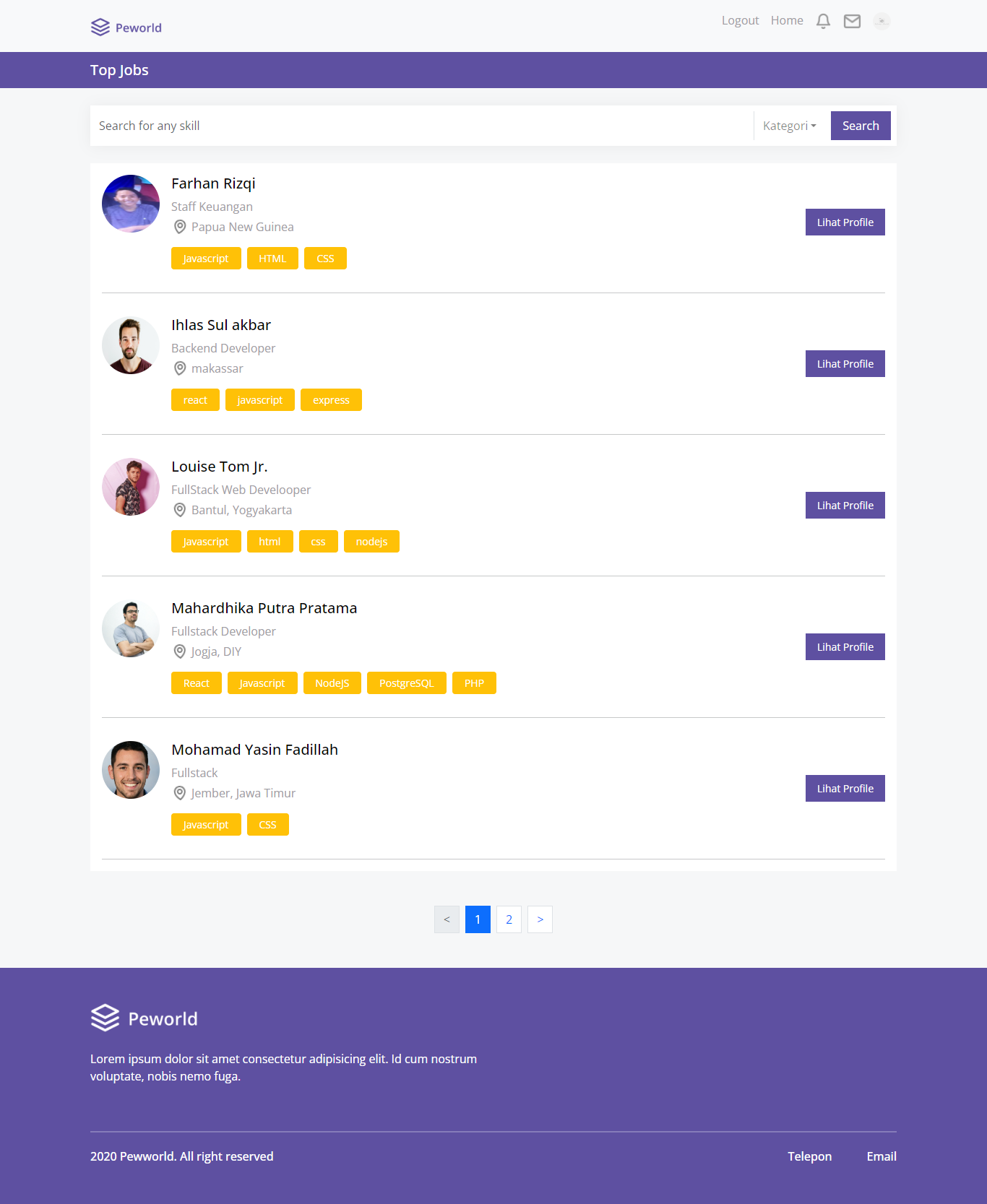 Hire Talent Page