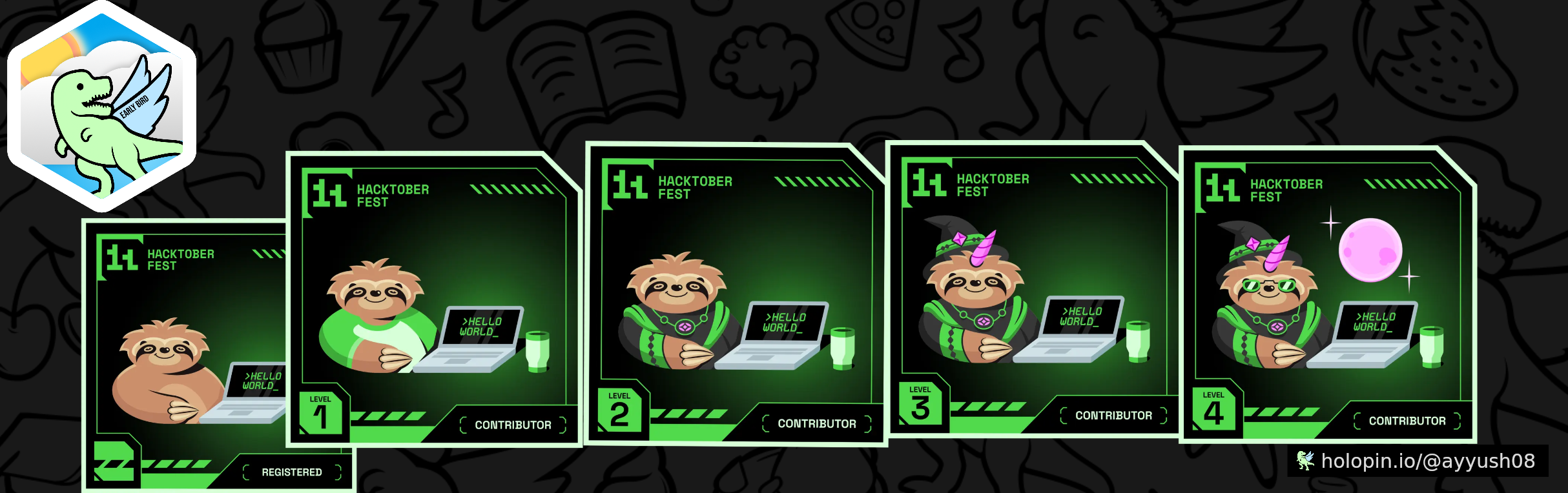 An image of @ayyush08's Holopin badges, which is a link to view their full Holopin profile