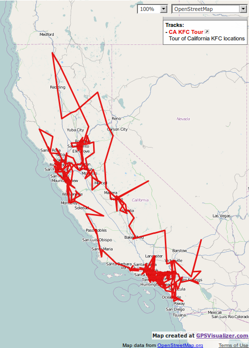 Screenshot of tour plotted on OpenStreetMap basemap