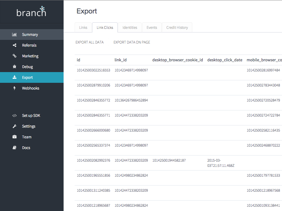 Export Your Data From Dashboard