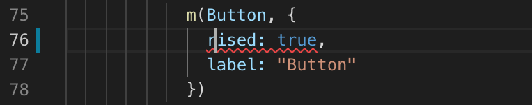 Screenshot of type validation in Visual Studio Code