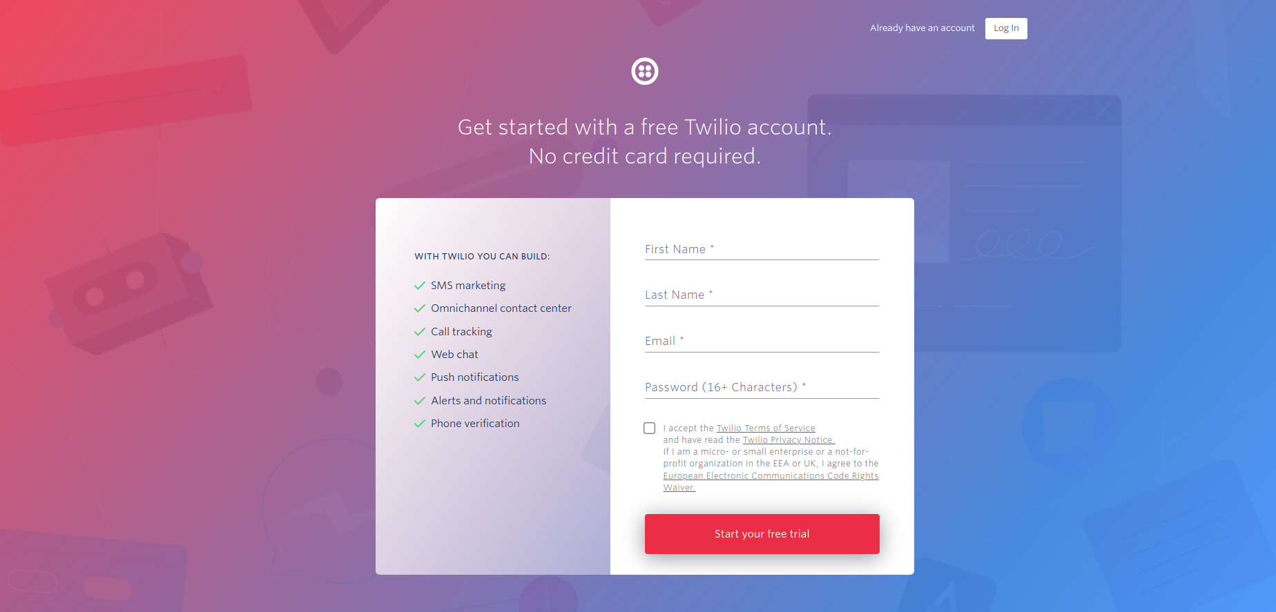 Twillio Register 0.1