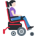 Woman in motorized wheelchair facing right: light skin tone