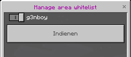 Manage area whitelist