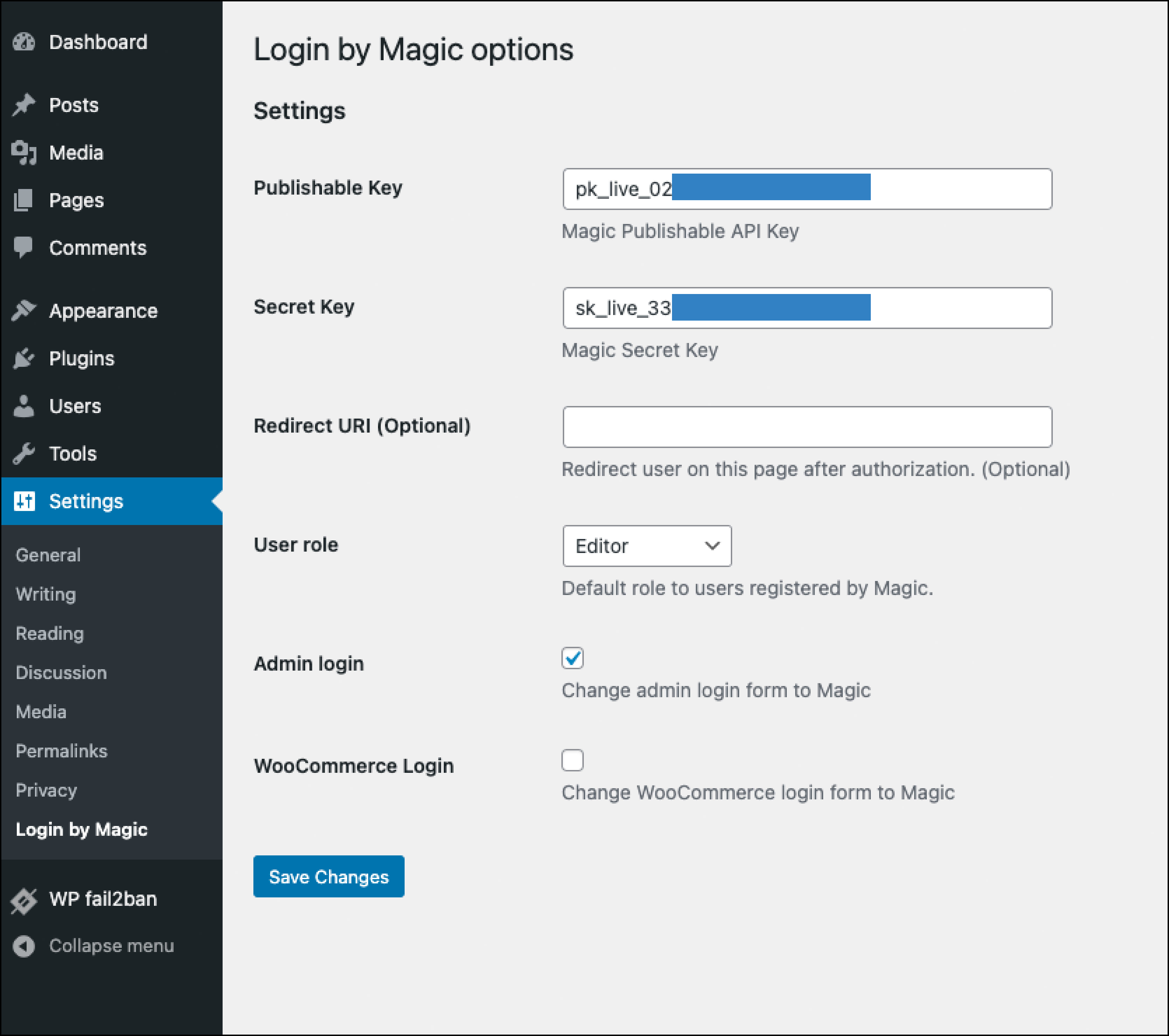 Login by Magic Options