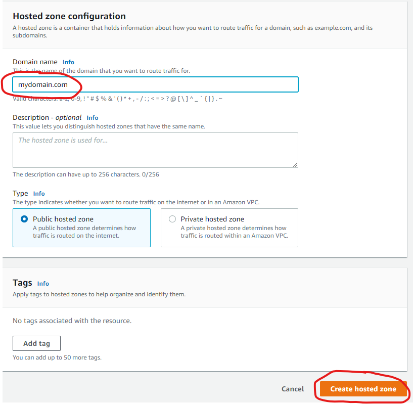 Provide hosted zone details