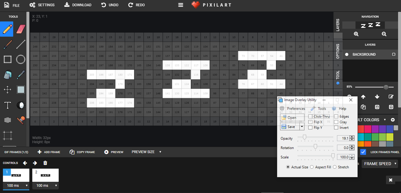 Overlaying the matrix grid on a custom design