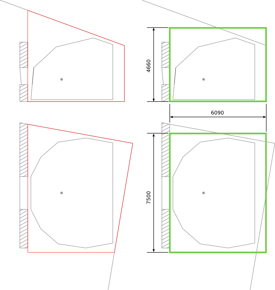 Sketch of exterior shell with dimentions