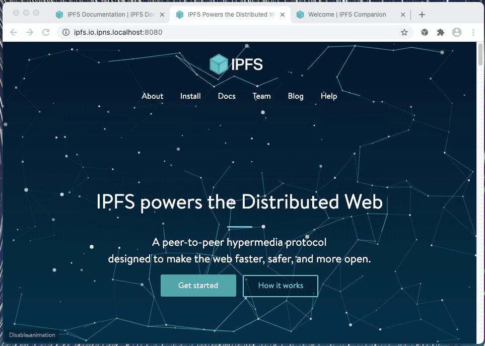 Quick runthrough of basic IPFS Companion features